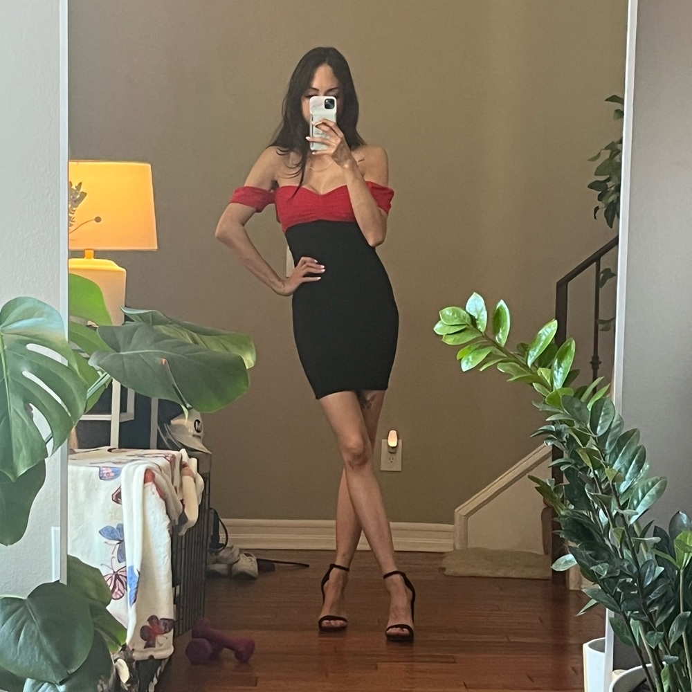 Bebe Vintage Body Hugging Mini Dress